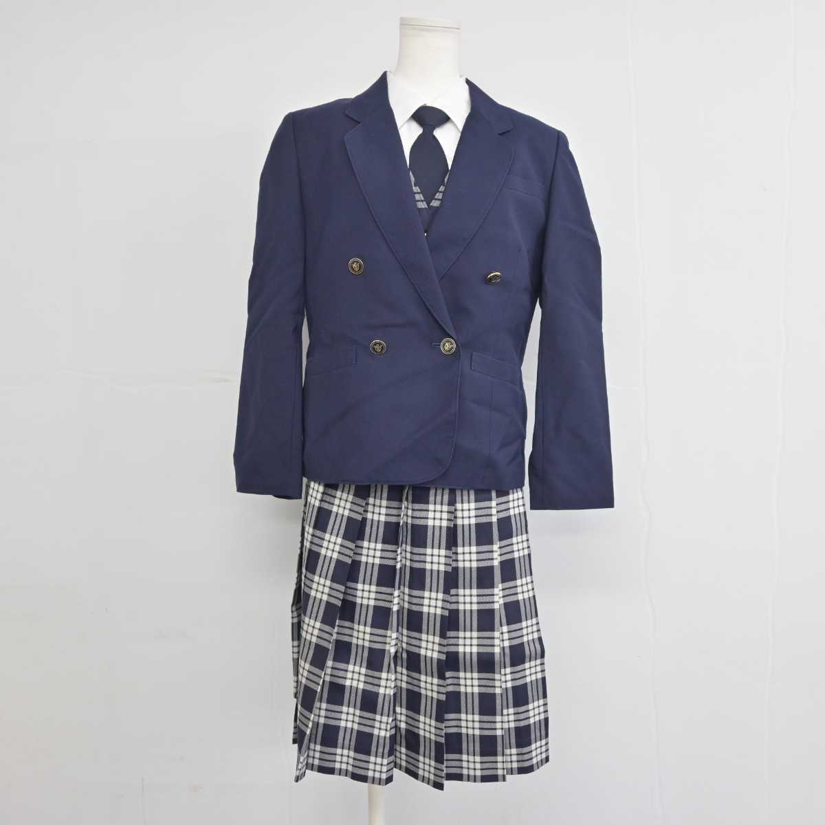 【中古】宮城県 聖和学園高等学校 女子制服 5点 (ブレザー・ベスト・シャツ・スカート) sf055068