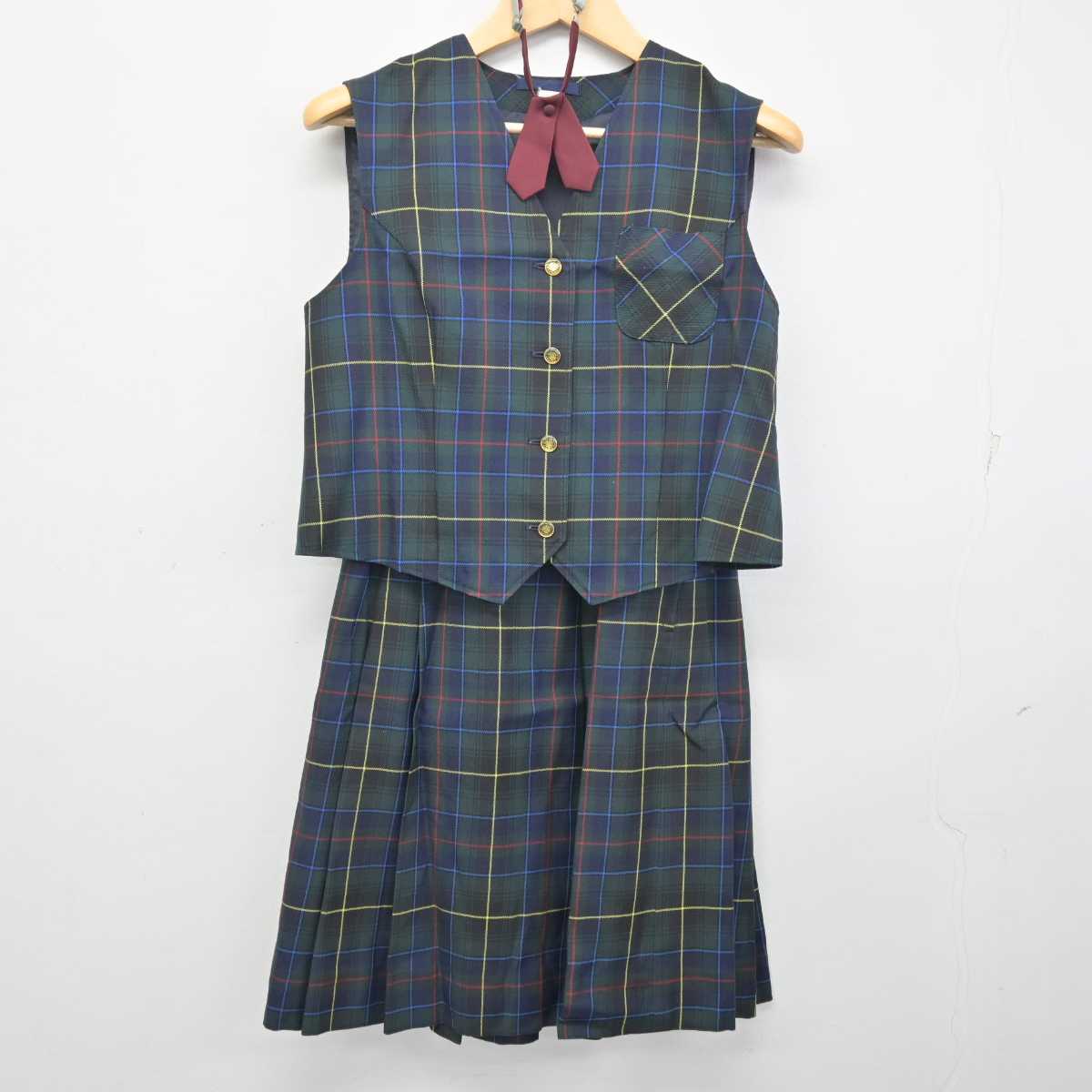 【中古】大阪府 金光八尾高等学校 女子制服 4点 (ベスト・スカート) sf055084