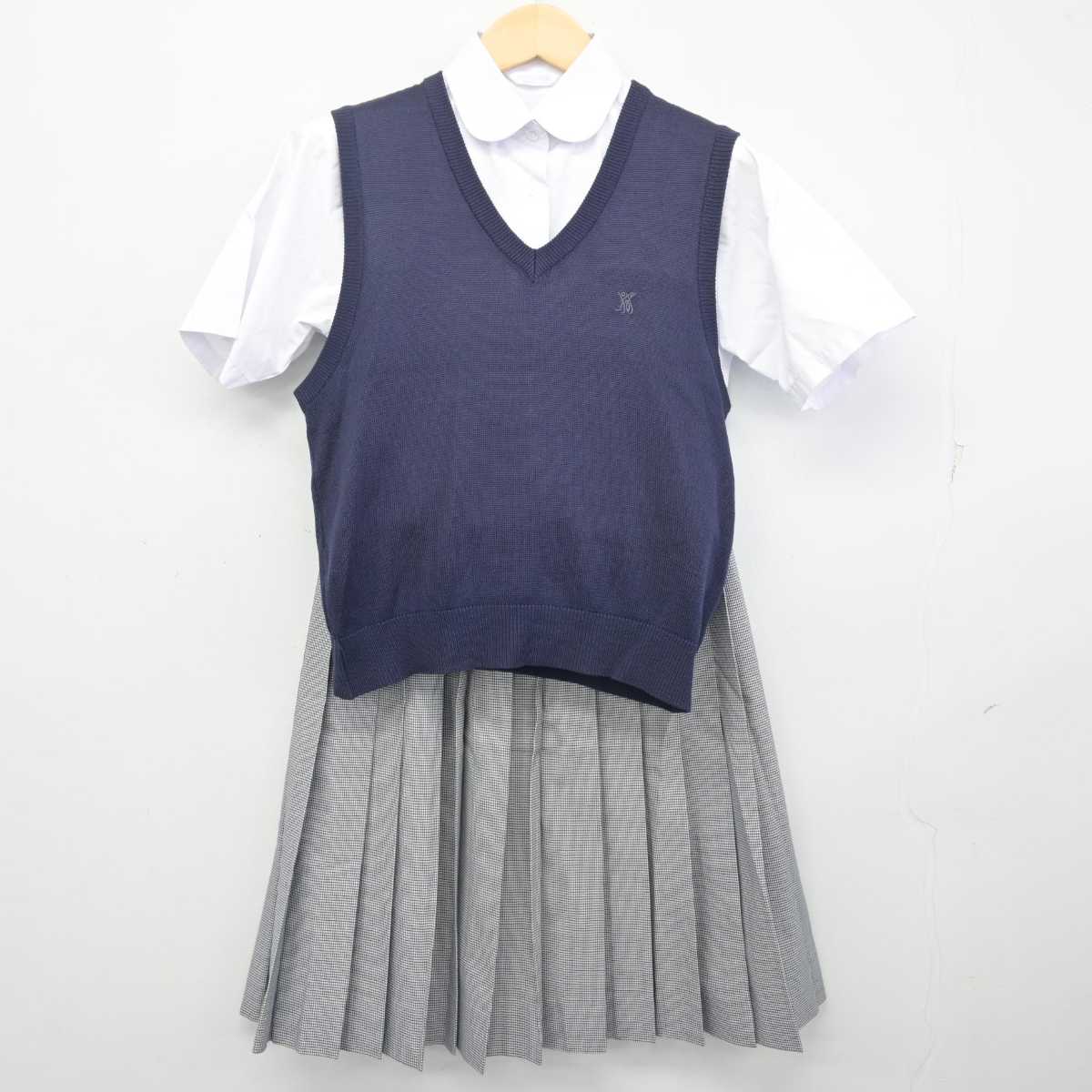 【中古】大阪府 金光八尾高等学校 女子制服 4点 (ニットベスト・シャツ・スカート) sf055085