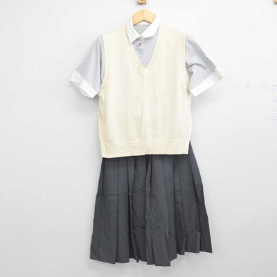 【中古】大阪府 履正社高等学校 女子制服 3点 (ニットベスト・シャツ・スカート) sf055125