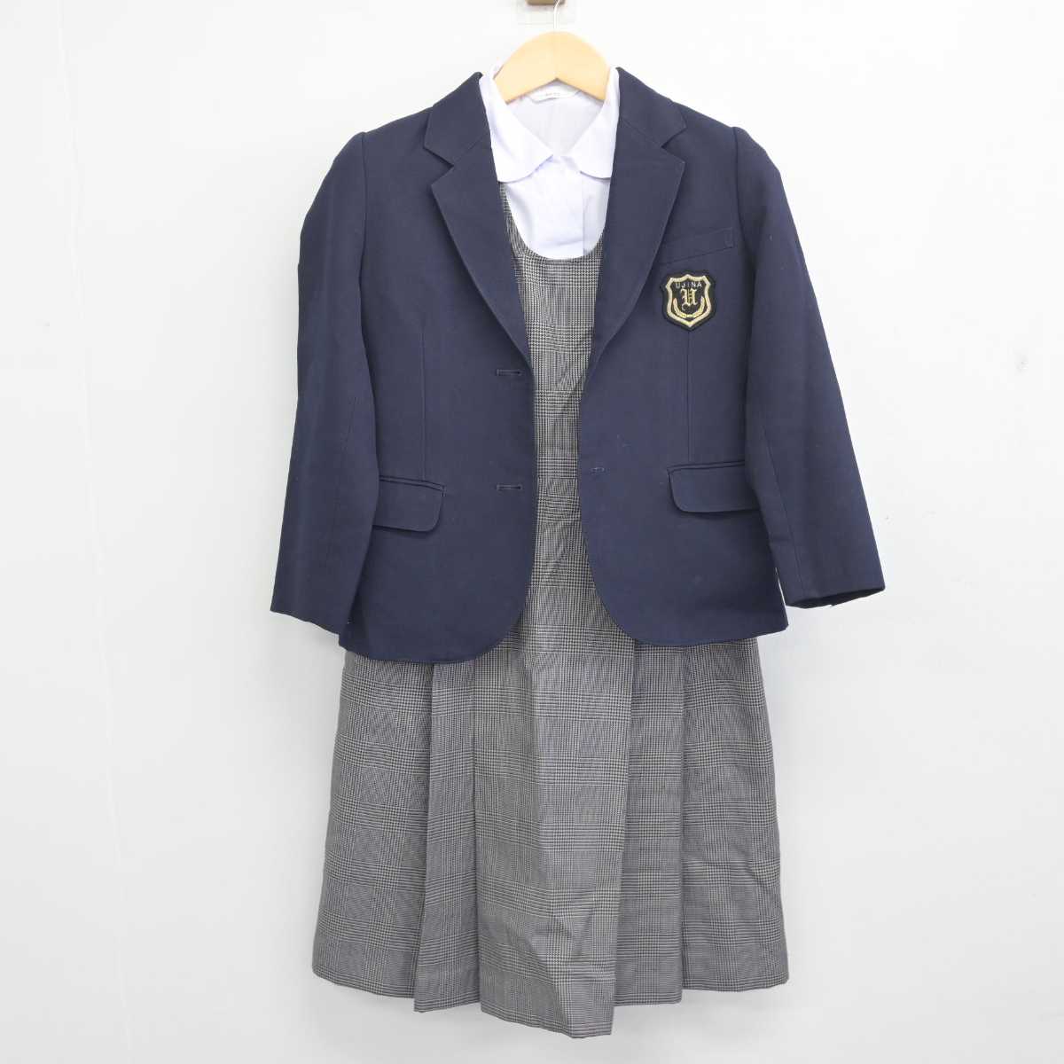 【中古】広島県 宇品中学校 女子制服 3点 (ブレザー・シャツ・ジャンパースカート) sf055142