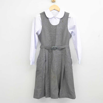 【中古】広島県 宇品中学校 女子制服 2点 (シャツ・ジャンパースカート) sf055144