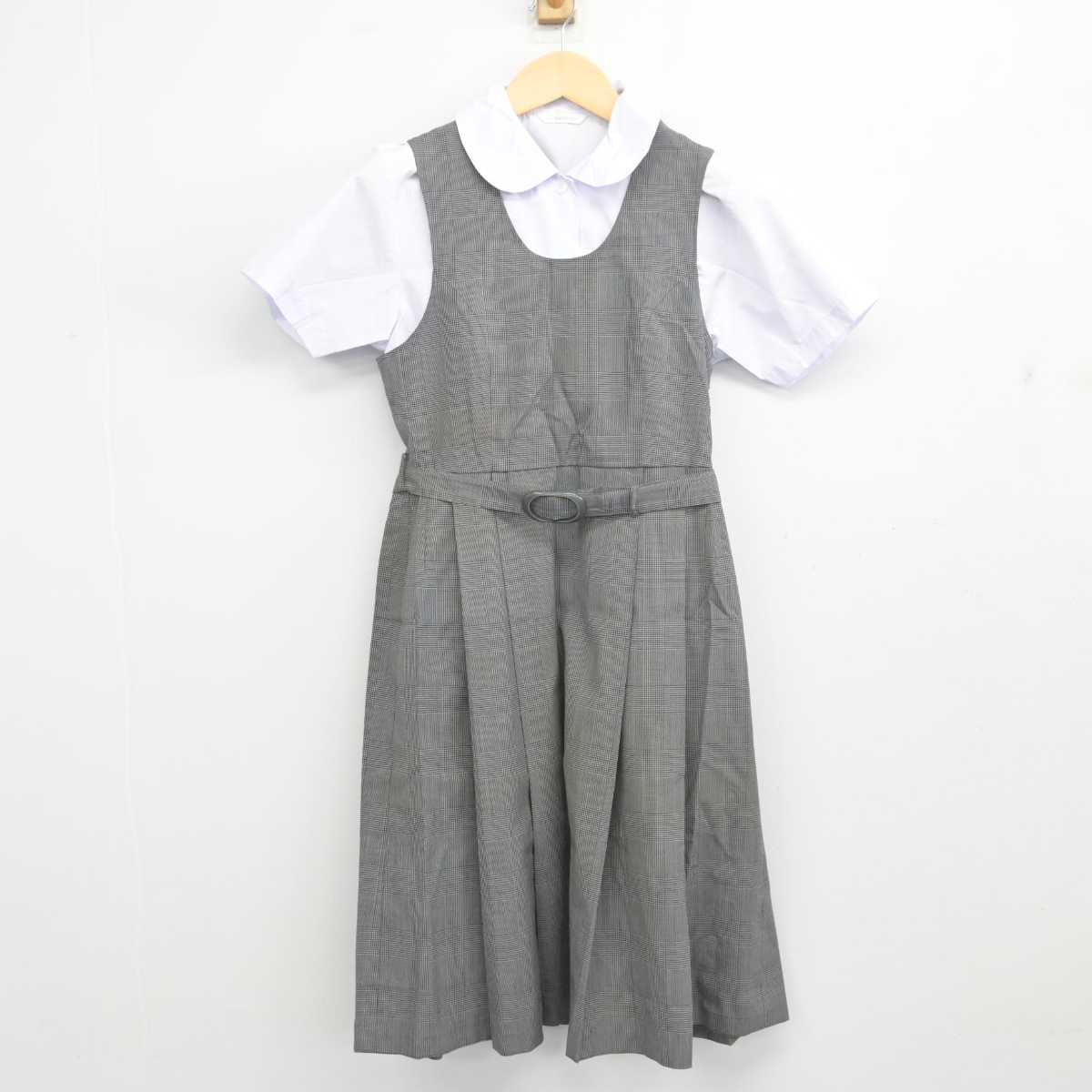 【中古】広島県 宇品中学校 女子制服 2点 (シャツ・ジャンパースカート) sf055146