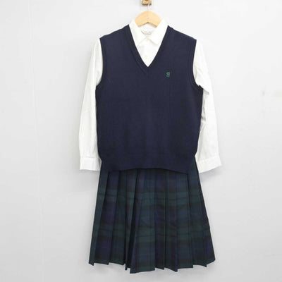 【中古】埼玉県 獨協埼玉中学高等学校 女子制服 3点 (ニットベスト・シャツ・スカート) sf055158