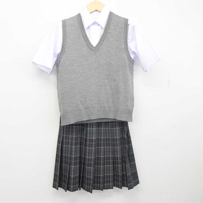 【中古】東京都 船橋希望中学校 女子制服 3点 (ニットベスト・シャツ・スカート) sf055208