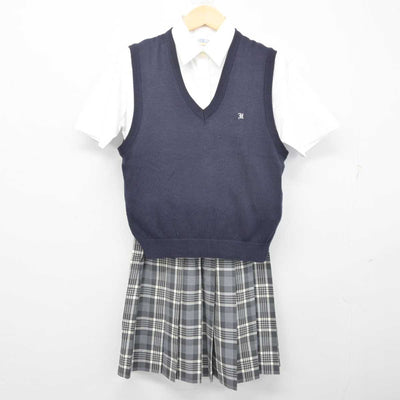 【中古】埼玉県 本庄東高等学校 女子制服 3点 (ニットベスト・シャツ・スカート) sf055211