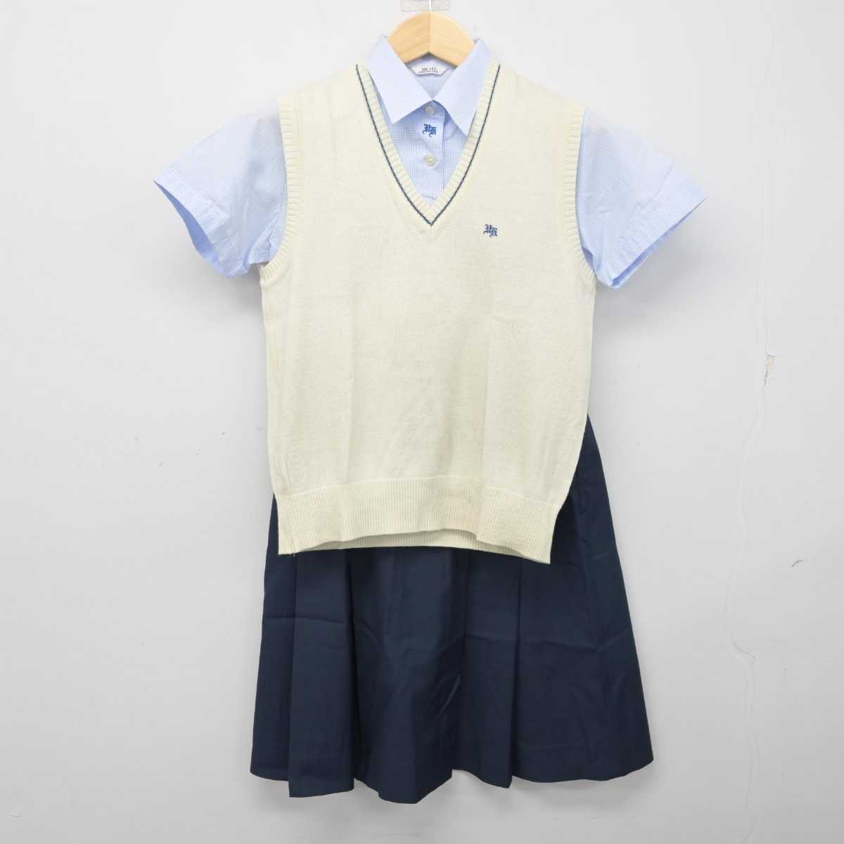 【中古】栃木県 宇都宮北高等学校 女子制服 3点 (ニットベスト・シャツ・スカート) sf055220