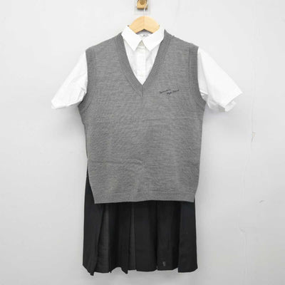 【中古】京都府 山城高等学校 女子制服 3点 (ニットベスト・シャツ・スカート) sf055274