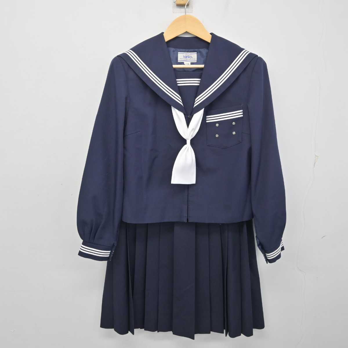 【中古】静岡県 舞阪中学校 女子制服 3点 (セーラー服・スカート) sf055314