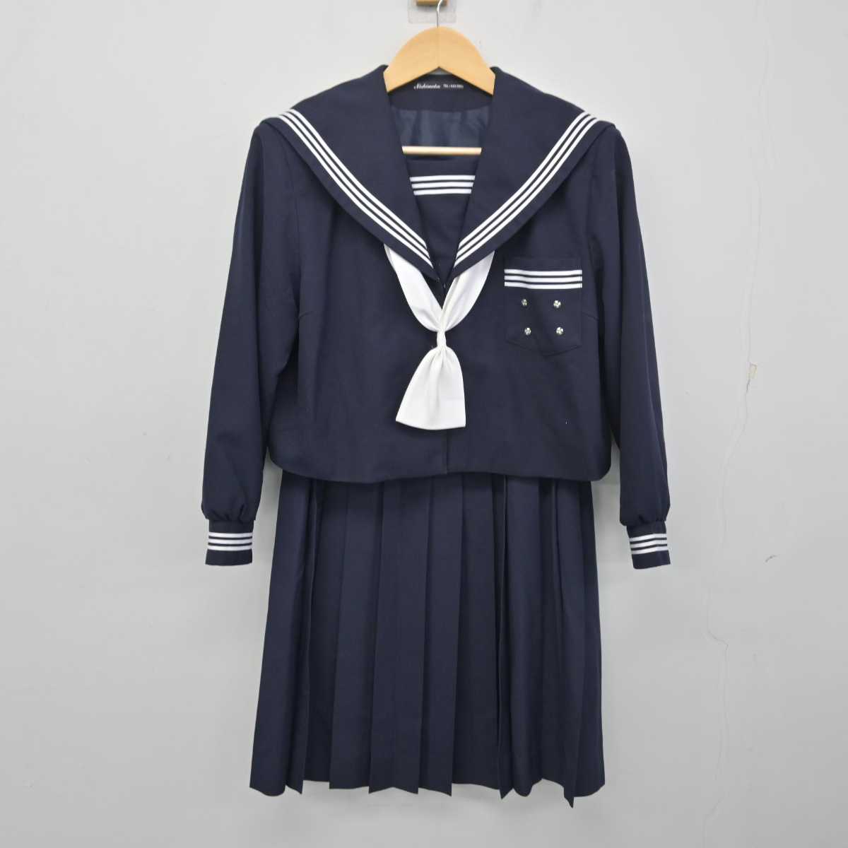 【中古】静岡県 舞阪中学校 女子制服 3点 (セーラー服・スカート) sf055315