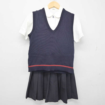 【中古】愛媛県 精華高等学校 女子制服 3点 (ニットベスト・シャツ・スカート) sf055414