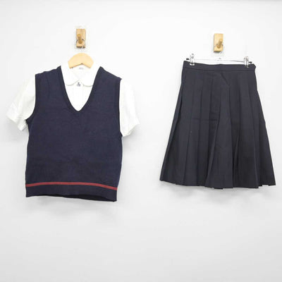 【中古】愛媛県 精華高等学校 女子制服 3点 (ニットベスト・シャツ・スカート) sf055414