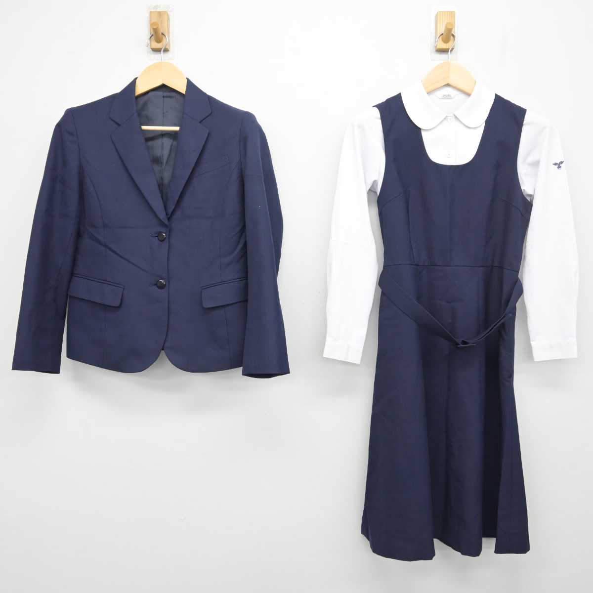 【中古】福岡県 戸畑高等学校 女子制服 3点 (ブレザー・ジャンパースカート・シャツ) sf055427