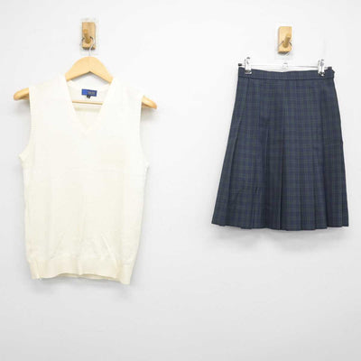 【中古】福岡県 第一薬科大学附属高等学校 女子制服 2点 (ニットベスト・スカート) sf055438