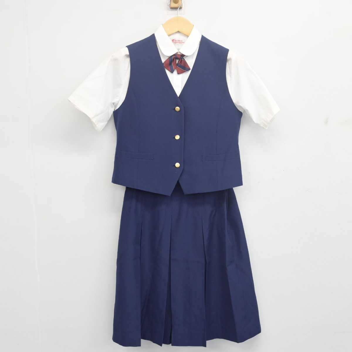 【中古】埼玉県 和光国際高等学校 女子制服 4点 (ベスト・シャツ・スカート) sf055470