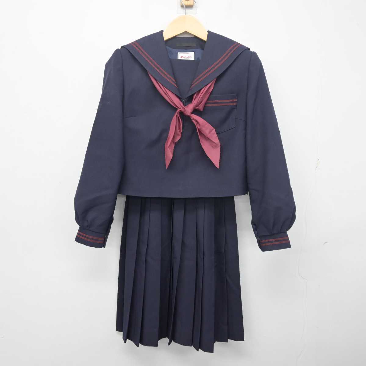 【中古】岡山県 津山東中学校 女子制服 3点 (セーラー服・スカート) sf055497