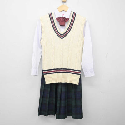 【中古】群馬県 粕川中学校 女子制服 5点 (ブレザー・ニットベスト・シャツ・スカート) sf055532