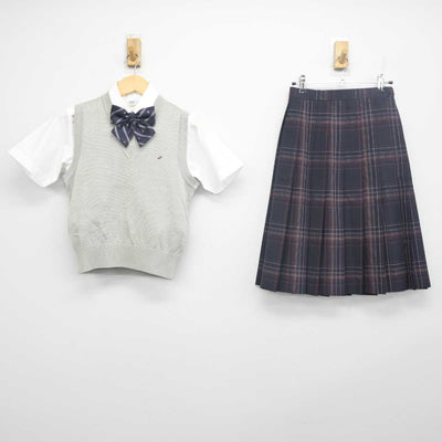 【中古】千葉県 磯辺中学校 女子制服 4点 (ニットベスト・シャツ・スカート) sf055542