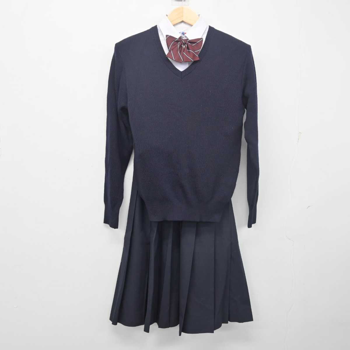 【中古】埼玉県 上尾中学校 女子制服 5点 (ブレザー・ニット・シャツ・スカート) sf055584