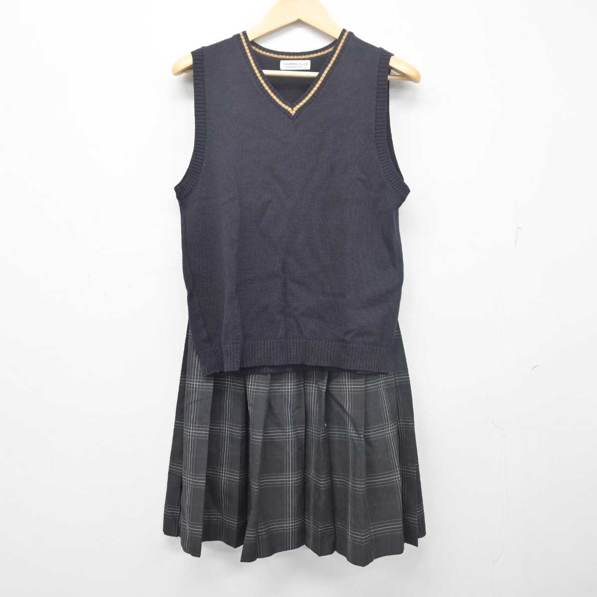 【中古】宮崎県 高城高等学校 女子制服 2点 (ニットベスト・スカート) sf055599