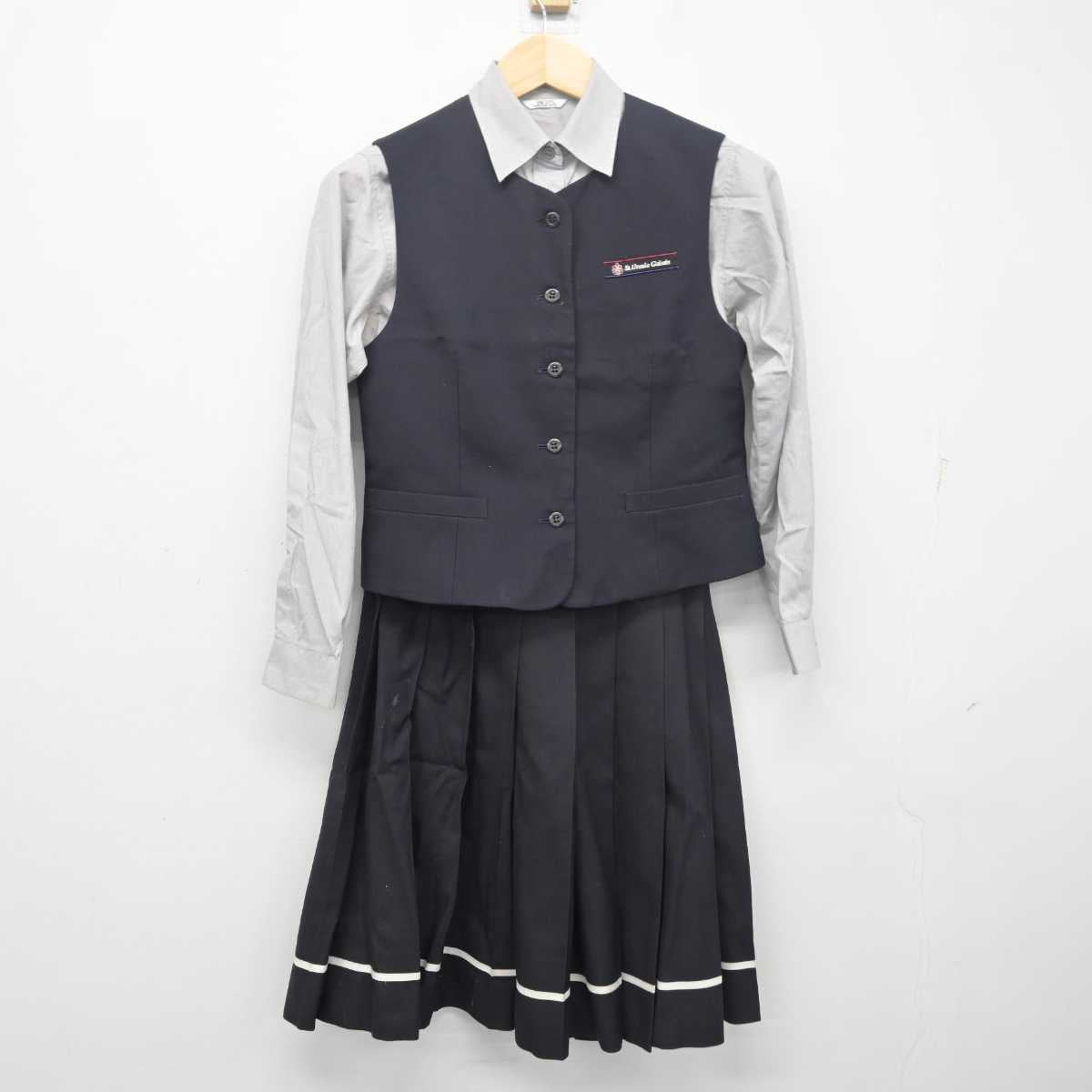 【中古】青森県 八戸聖ウルスラ学院中学校・高等学校 女子制服 4点 (ブレザー・ベスト・シャツ・スカート) sf055610