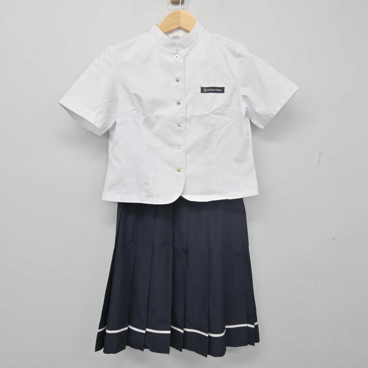 【中古】青森県 八戸聖ウルスラ学院中学校・高等学校 女子制服 2点 (シャツ・スカート) sf055612