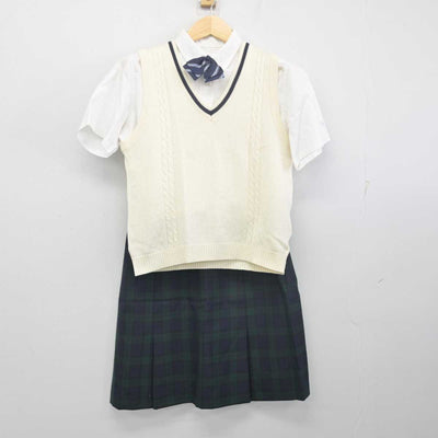 【中古】長崎県 玉成高等学校 衛生看護科・専門課程 女子制服 4点 (ニットベスト・シャツ・スカート) sf055733