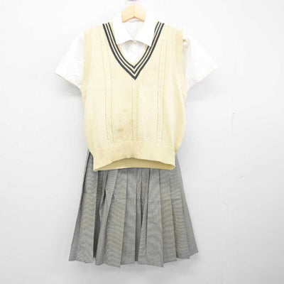 【中古】愛知県 古知野高等学校 女子制服 3点 (ニットベスト・シャツ・スカート) sf055738