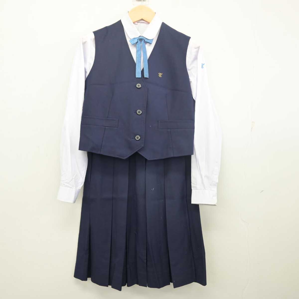 【中古】愛知県 豊田高等学校 女子制服 6点 (ブレザー・ベスト・シャツ・スカート) sf055805