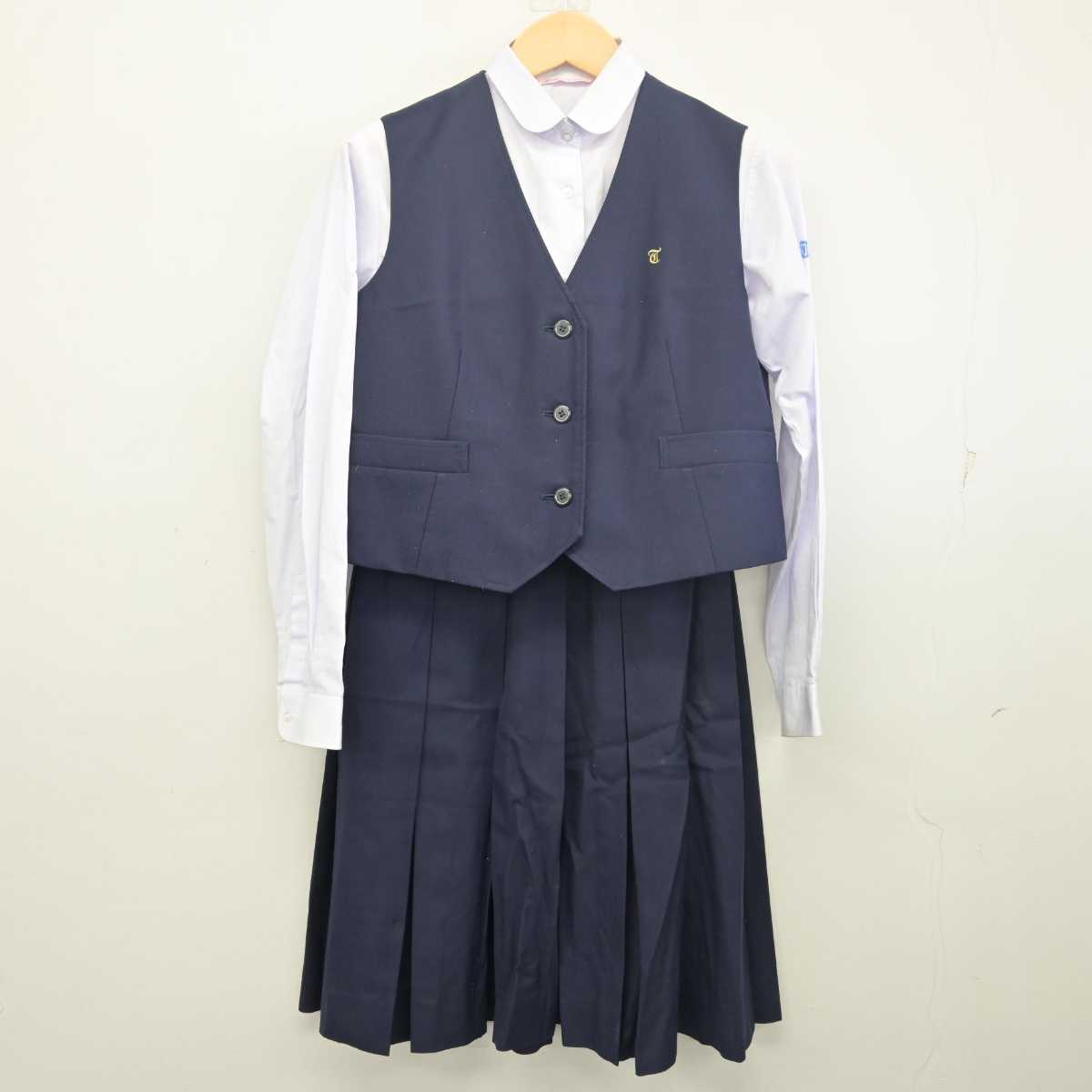 【中古】愛知県 豊田高等学校 女子制服 4点 (ブレザー・ベスト・シャツ・スカート) sf055806