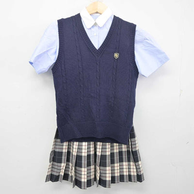 【中古】東京都 豊島学院高等学校 女子制服 3点 (ニットベスト・シャツ・スカート) sf055838