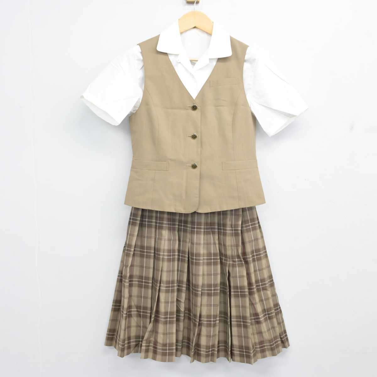 【中古】静岡県 不二聖心女子学院高等学校 女子制服 5点 (ベスト・シャツ・スカート) sf055941