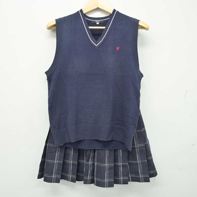 【中古】神奈川県 英理女子学院高等学校 女子制服 2点 (ニットベスト・スカート) sf055992