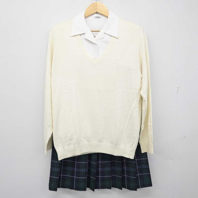 【中古】福岡県 第一薬科大学附属高等学校 女子制服 3点 (ニット・シャツ・スカート) sf055995