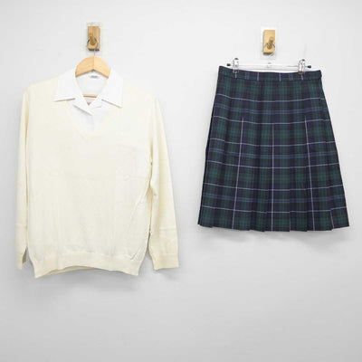 【中古】福岡県 第一薬科大学附属高等学校 女子制服 3点 (ニット・シャツ・スカート) sf055995