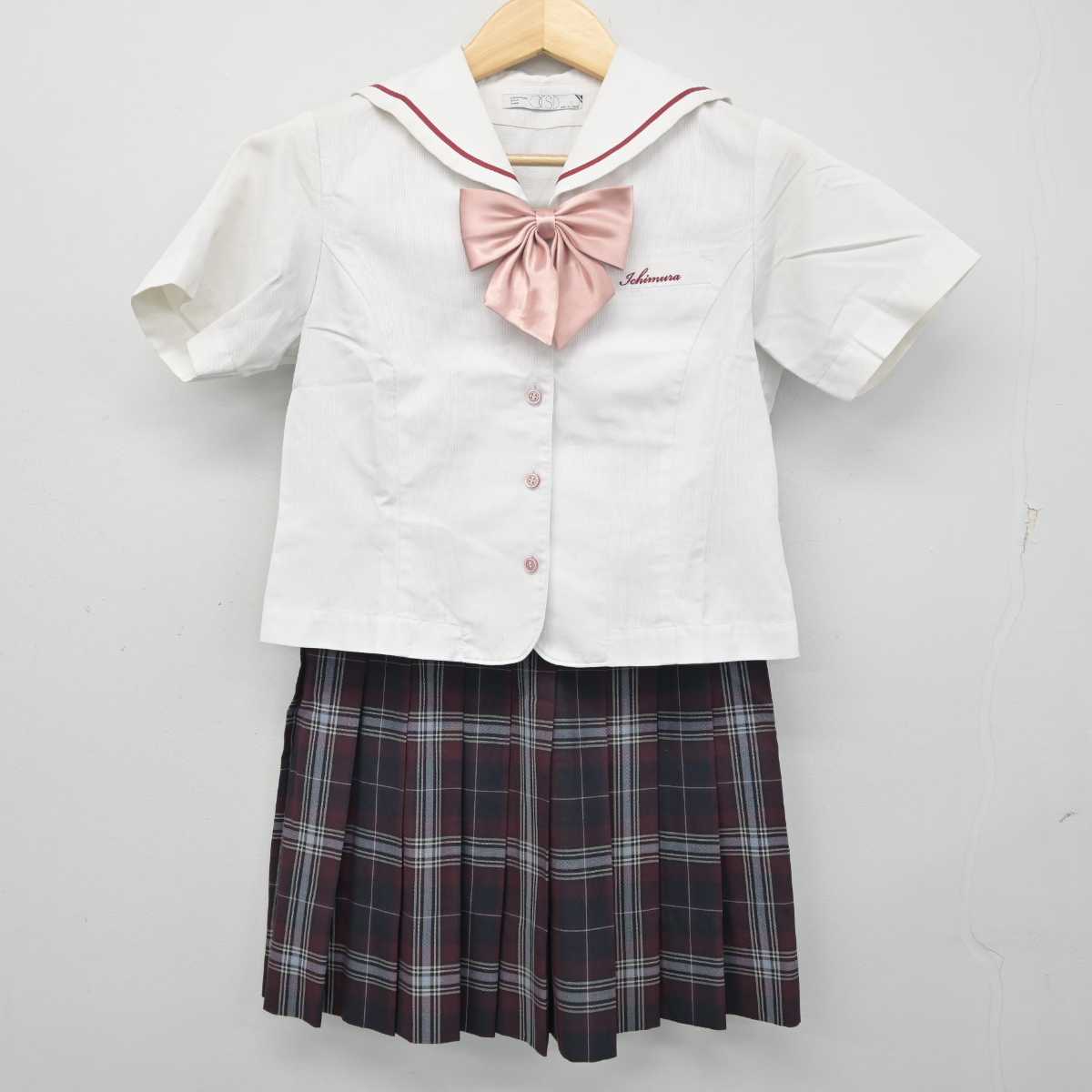 【中古】愛知県 名古屋経済大学市邨高等学校 女子制服 4点 (セーラー服・スカート) sf055998