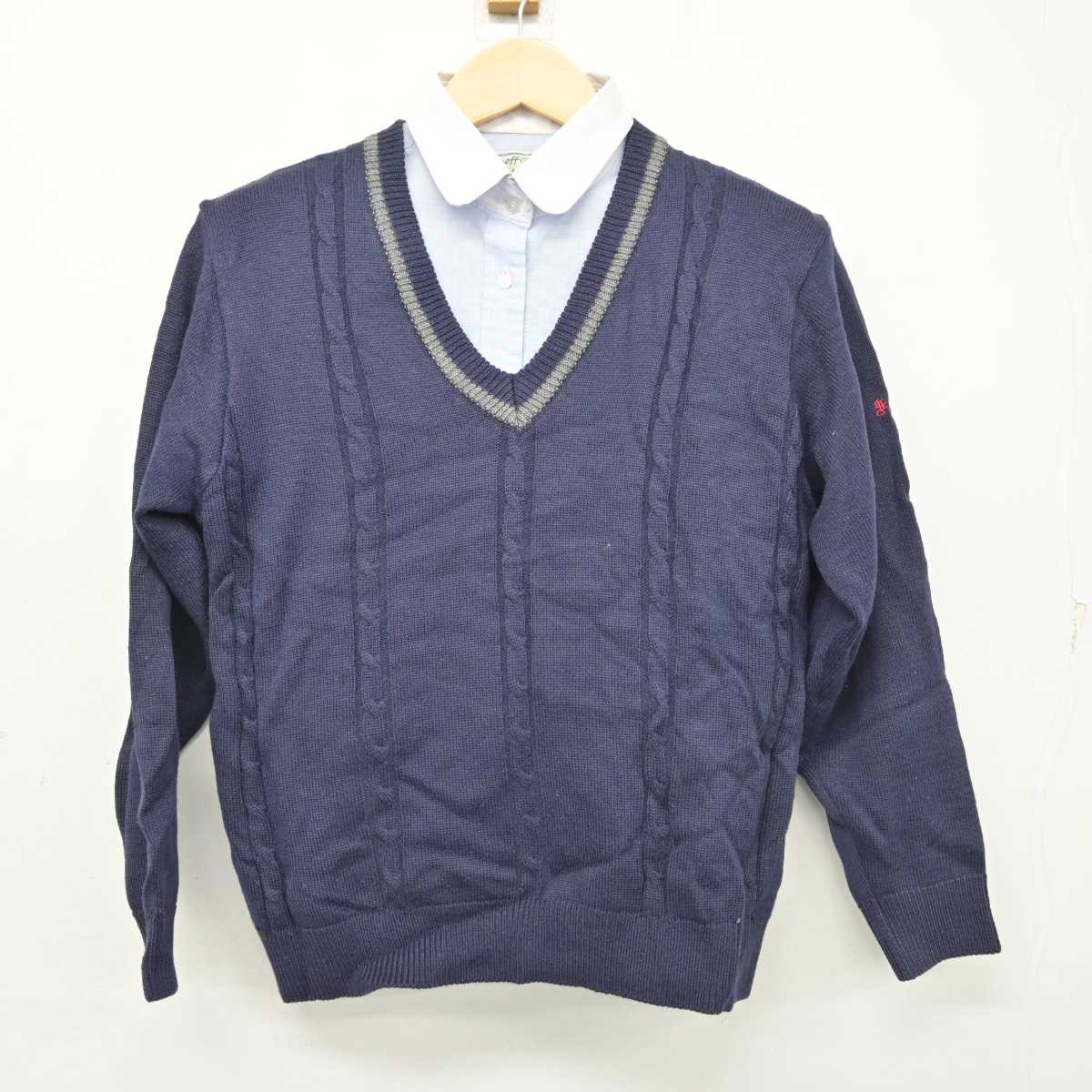 【中古】長崎県 佐世保商業高等学校 女子制服 2点 (ニット・シャツ) sf056012