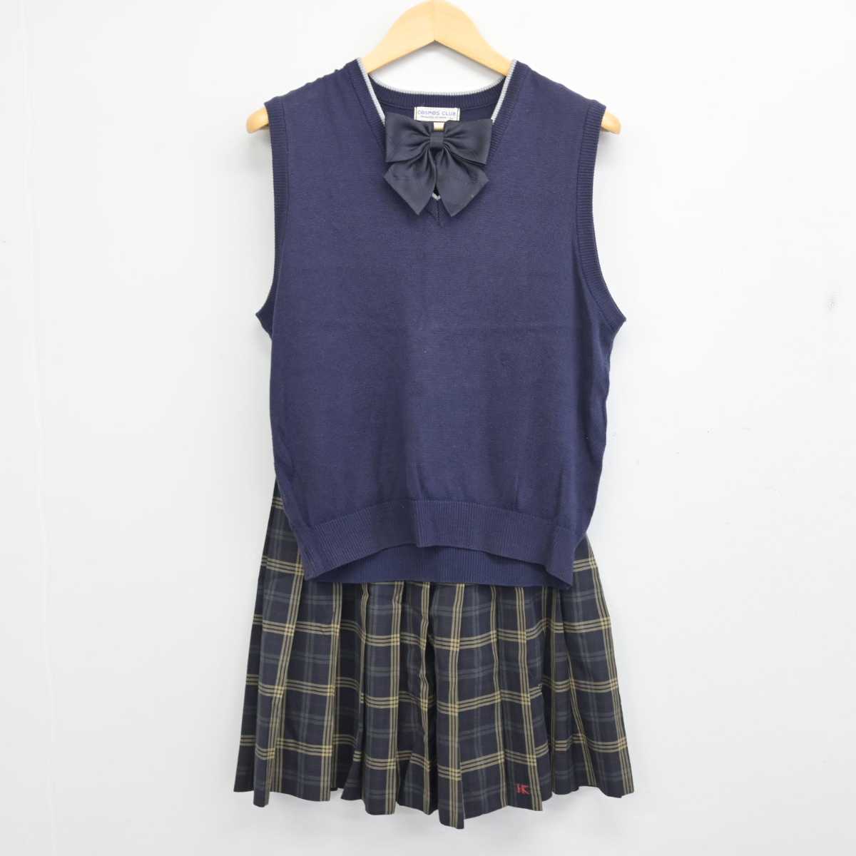 【中古】滋賀県 滋賀学園高等学校 女子制服 3点 (ニットベスト・スカート) sf056023