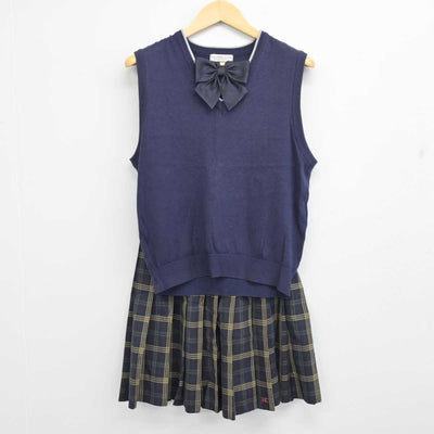 【中古】滋賀県 滋賀学園高等学校 女子制服 3点 (ニットベスト・スカート) sf056023