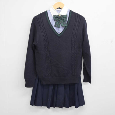 【中古】千葉県 市川東高等学校 女子制服 4点 (ニット・シャツ・スカート) sf056036