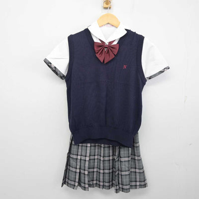 【中古】北海道 札幌日本大学中学校･高等学校 女子制服 4点 (ニットベスト・シャツ・スカート) sf056090