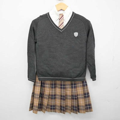 【中古】埼玉県 正智深谷高等学校 女子制服 5点 (ニット・シャツ・スカート) sf056126