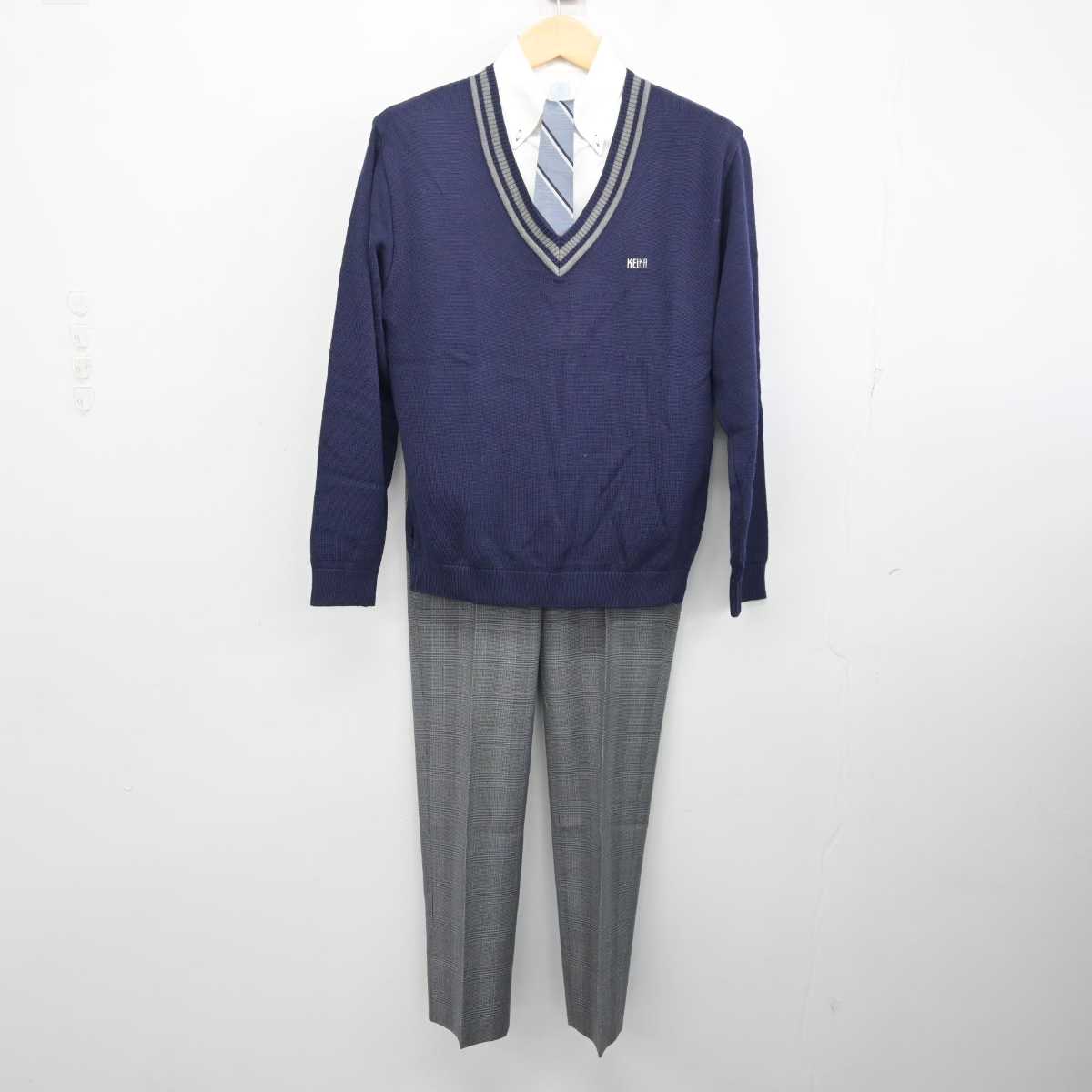 【中古】東京都 京華高等学校 男子制服 5点 (ブレザー・ニット・シャツ・ズボン) sf056143