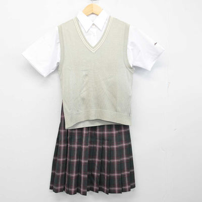 【中古】埼玉県 昌平中学校 女子制服 3点 (ニットベスト・シャツ・スカート) sf056167