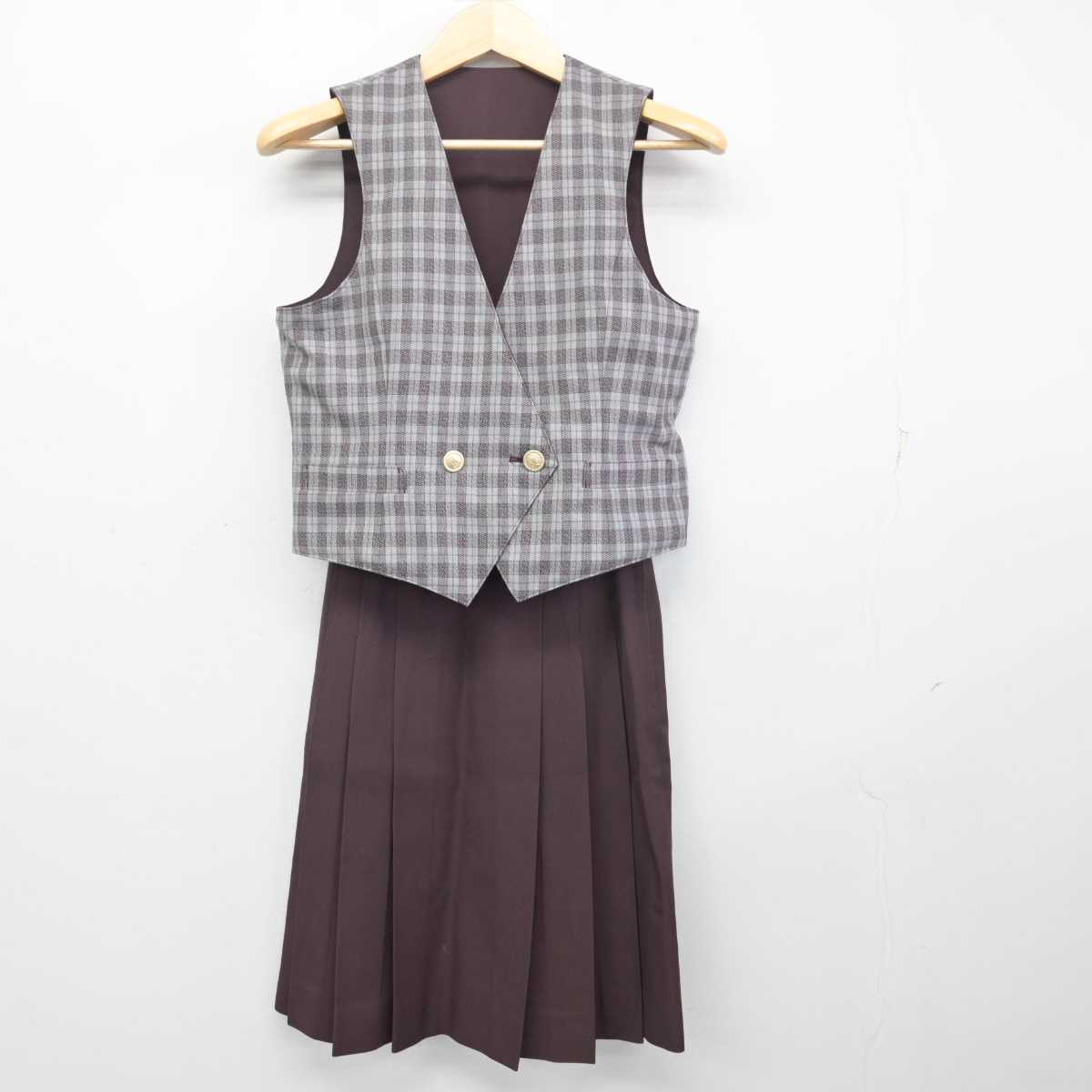 【中古】兵庫県 市川高等学校 女子制服 3点 (ブレザー・ベスト・スカート) sf056208