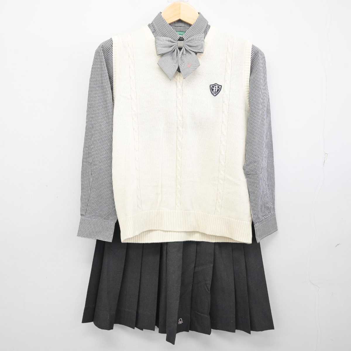 【中古】宮崎県 延岡学園高等学校  女子制服 6点 (ブレザー・ニットベスト・シャツ・スカート) sf056216