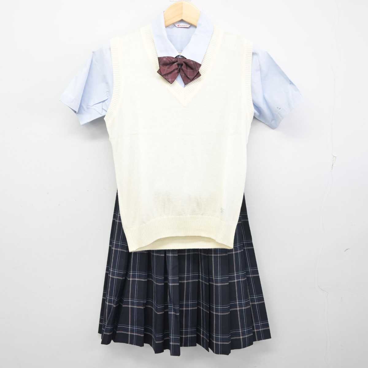 【中古】東京都 田園調布学園中学校 女子制服 5点 (ニットベスト・シャツ・スカート) sf056234