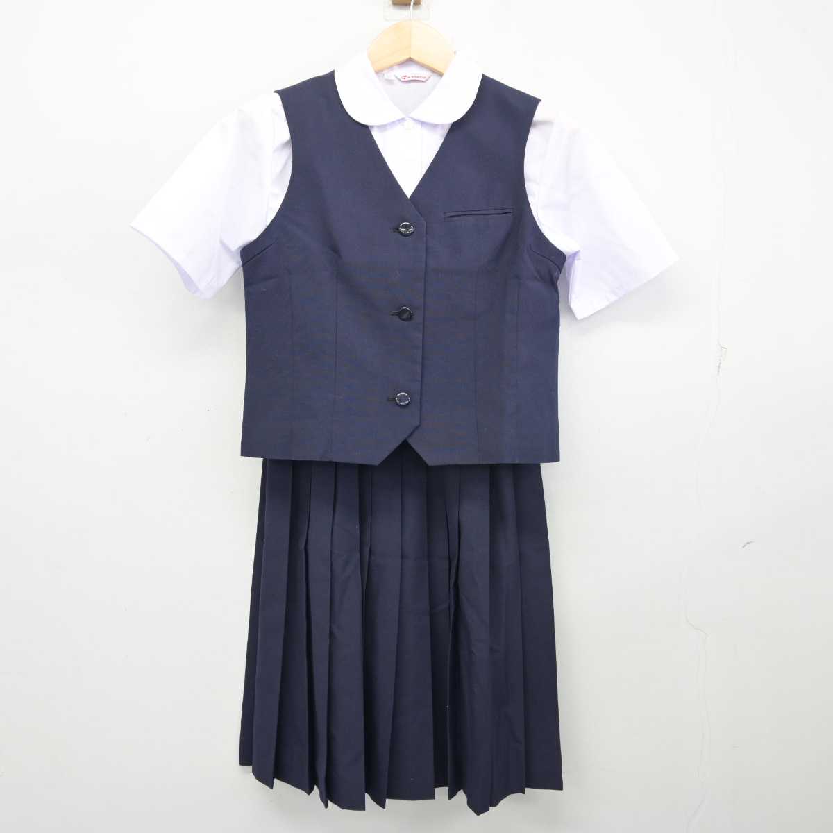 【中古】千葉県 習志野台中学校 女子制服 3点 (ベスト・シャツ・スカート) sf056241