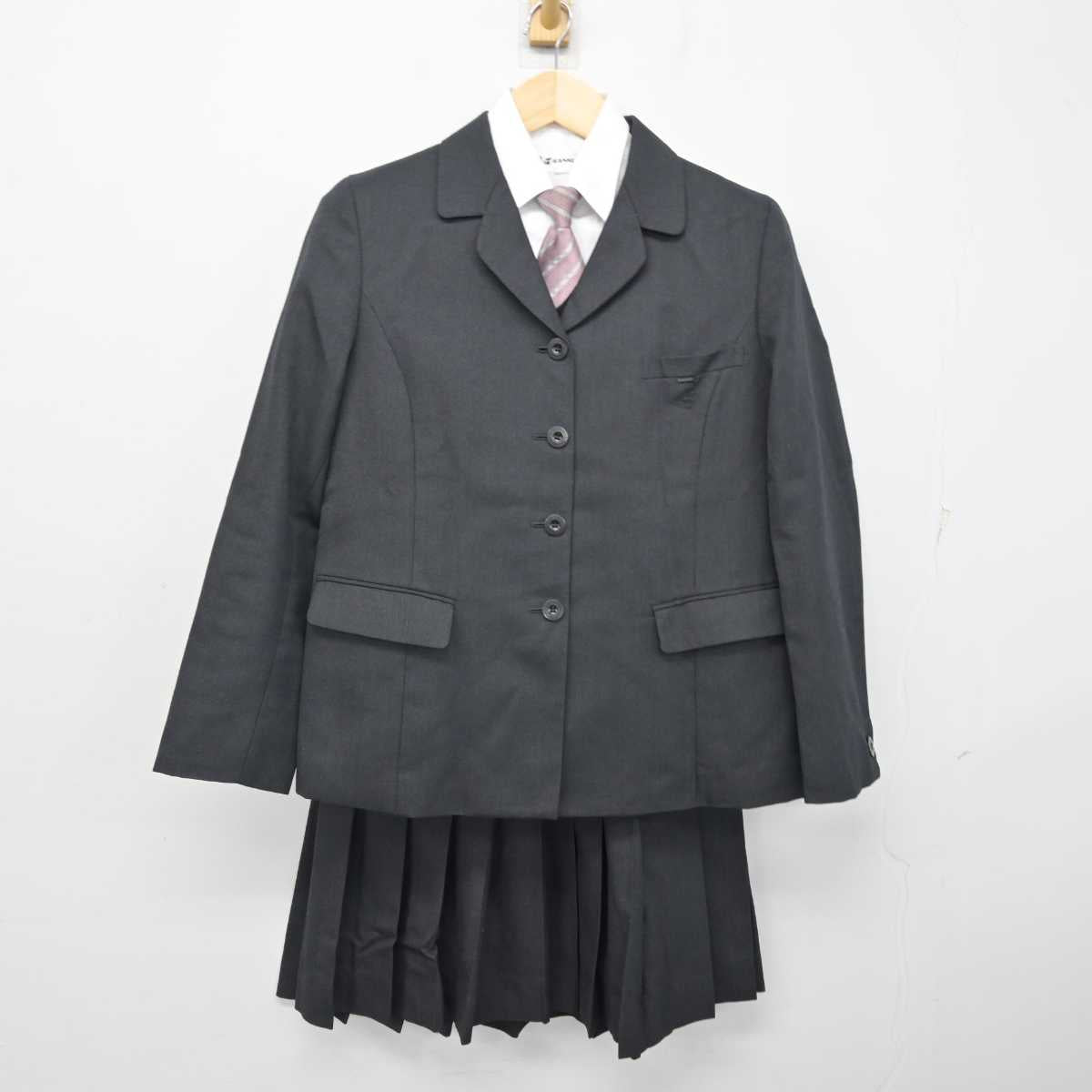 【中古】福岡県 明光学園中学校・高等学校 女子制服 5点 (ブレザー・ニット・シャツ・スカート) sf056346