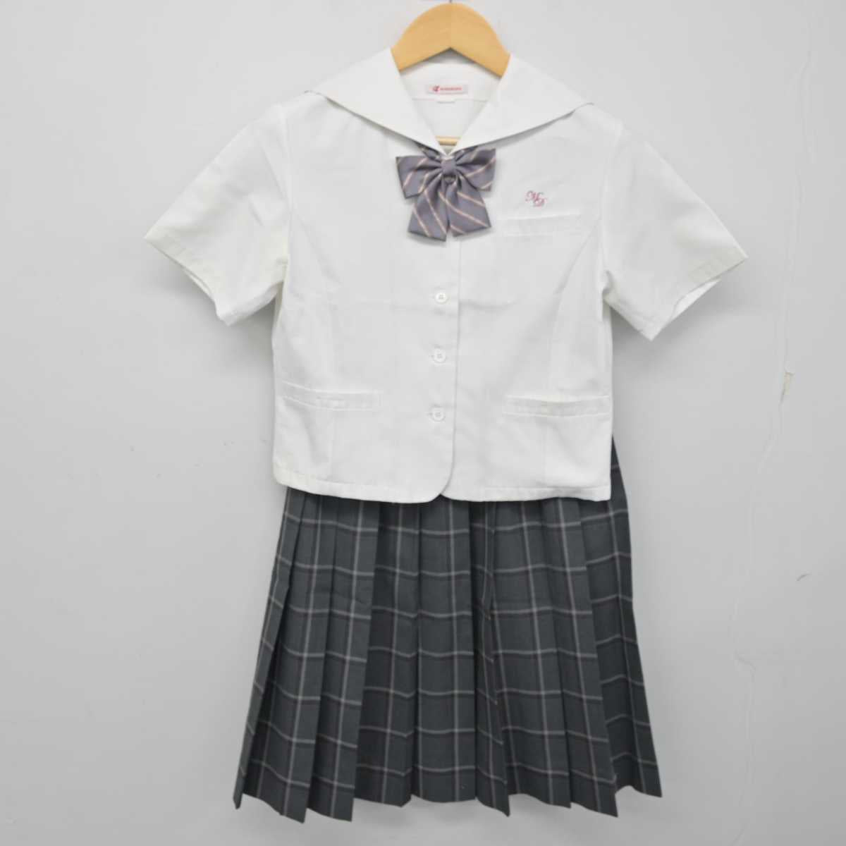 【中古】福岡県 明光学園中学校・高等学校 女子制服 4点 (シャツ・スカート) sf056347